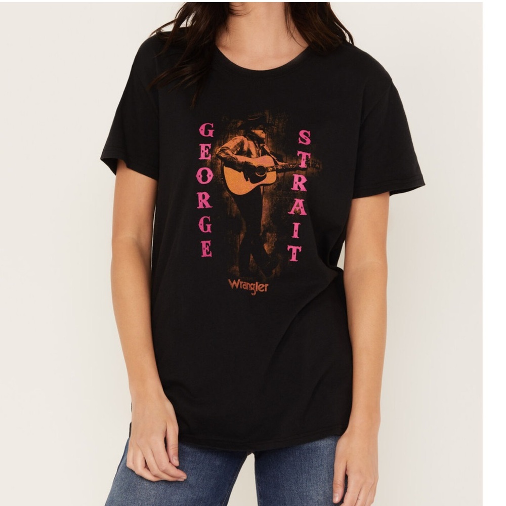 Wrangler Small Tee George Strait Concert Graphic Tee in Black 100% cotton NWT
